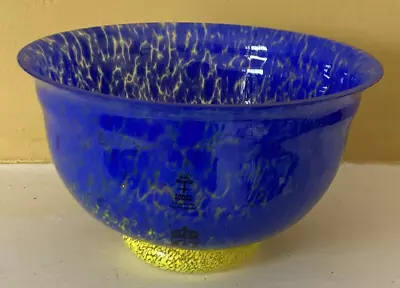 Buy Stunning Skruf Swedish Art Glass Bowl Blue & Yellow Original Sticker • 9.99£