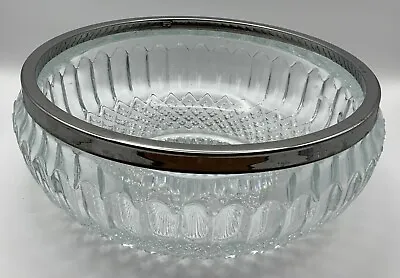 Buy Vintage Lead Crystal Cut Glass 9  Serving Bowl With Silver Plate Rim • 25£