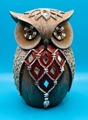 Buy Owl Ornament Kerala Flower Owl Mirror Glass Bird Sculpture Figurine Home Decor • 3.99£