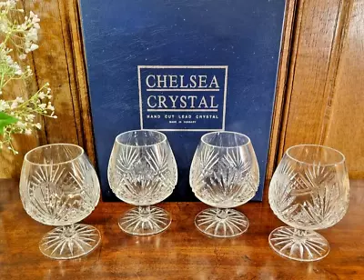 Buy EXCELLENT BOXED CHELSEA Crystal SET Of 4 BRANDY GLASSES - 4.5 /11.5cms • 24.95£