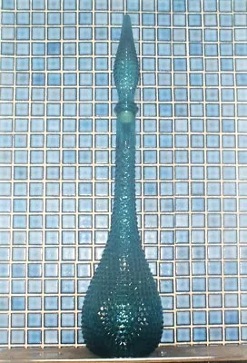 Buy VINTAGE 1960s 70's EMPOLI BLUE GENIE CHEMIST ART GLASS BOTTLE DECANTER + STOPPER • 29.99£