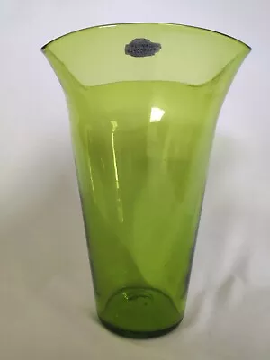 Buy BLENKO ICE BUCKET GREEN VASE VINTAGE STICKER HANDCRAFT 1940s Flared Vase • 330.75£