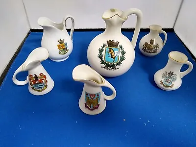 Buy W H Goss Crested China Small Jugs X 6 Various Crests • 12.50£