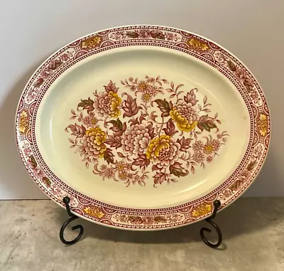 Buy Vintage Serving Plate Dish Red Transferware Ridgway Canterbury Hand Finished 11” • 19.20£