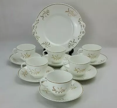 Buy Antique Victorian 13 Piece White Porcelain & Gold Gilt Tea Set • 35£