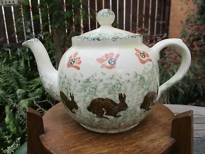 Buy Price Kensington Potteries  Sponge Ware  Rabbit Tea Pot - Hand Painted • 9.99£