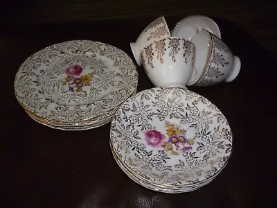 Buy Royal Vale/unattributed Eng Bone China Mis-matched Cup/saucer/plate Trio's X 4 • 10.99£