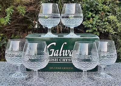 Buy GALWAY CRYSTAL ' LEAH ' BRANDY GLASSES X 6 - NEW IN BOX • 10£