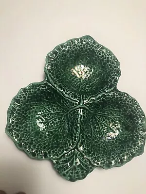 Buy Shorter & Son LTD Stoke On Trent~Green Leaf Cabbage 3 Compartment Relish Dish 9” • 28.49£