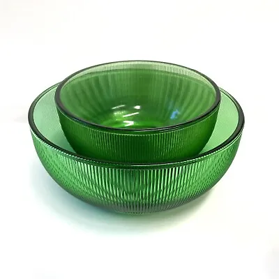 Buy Vintage Brody Co. Depression Glass Green Ribbed Bowls 6.5” And 5” USA • 16.86£