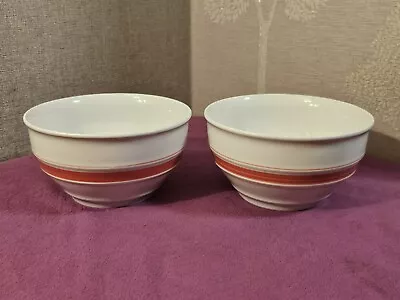 Buy Pair Of Finesse Fine Porcelain Bowls With Orange Bands - 15.5 X 8 Cm • 2.99£
