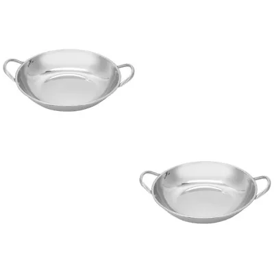 Buy  2 PCS Cookware For Kitchen Stainless Steel Pot Wok Pan Stir Fry Bakeware • 19.35£