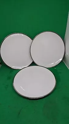 Buy 3 X Thomas Germany Medallion Thick Platinum Band 21cm Dessert Plates • 18£