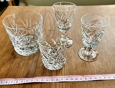 Buy Antique Cut Glass Set (x4) Sherry / Whisky Glass Tumbler Set • 34.99£
