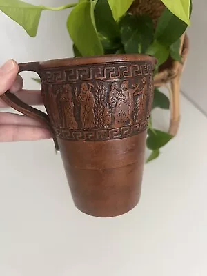 Buy Vintage Hand Thrown  Red Clay Pottery  Carved Etched Greek Pitcher Water Jug • 65£