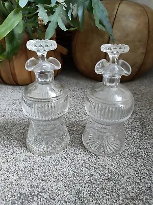 Buy Pair Of Thistle Shape Decanter Glass Engraved Pattern 18cm Tall  • 56.99£