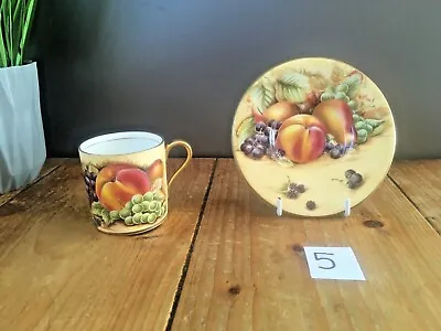 Buy Vintage Aynsley Orchard Gold Fruit Fine China Cabinet Coffee Can Cup & Saucer • 32£
