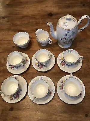 Buy Bell China Tea Set Old Country Spray Cups Saucers Sugar Bowl Milk Jug And Teapot • 30£