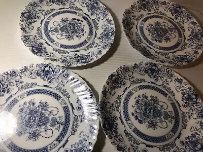 Buy B Arcopal France HONORINE Dinner Plates 10 3/4   Set Of 4 Blue & White • 33.14£
