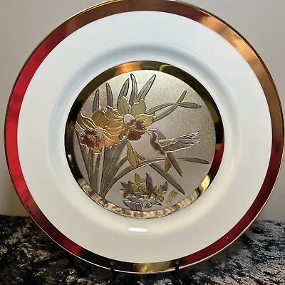 Buy Japanese Chokin 24k Gold Plate Hummingbird White 26.5 Cm Diameter • 13.50£