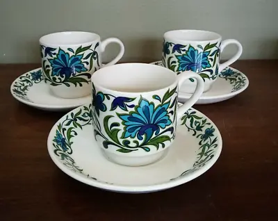 Buy Set Of Three, Vintage Midwinter, SPANISH GARDEN Cups And Saucers By JESSIE TAIT • 9.95£