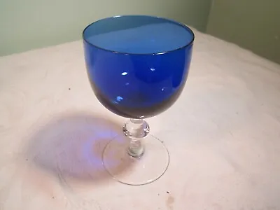 Buy Vintage  Cobalt Blue And Crystal Clear Wine Glass • 6.71£