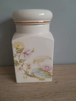 Buy Hornsea Pottery Floral & Crane Bird Lidded Storage Jar - Excellent  • 10£