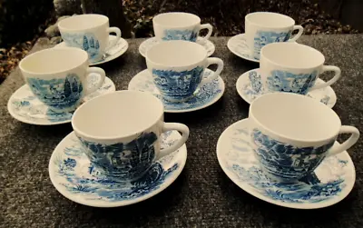 Buy Enoch Wedgwood Tunstall LTD Countryside Teacups And Saucers Set Of 8 • 24.33£