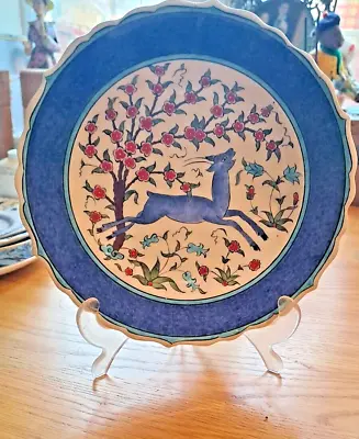 Buy Vintage Turkish Kutahya Pottery Plate, Gazella & Floral Spring Decor-Wall Hang • 31.99£