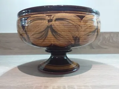 Buy Vintage Skegness Studio Pottery Footed Pedestal Bowl Brown Orange 70s Stoneware • 10£