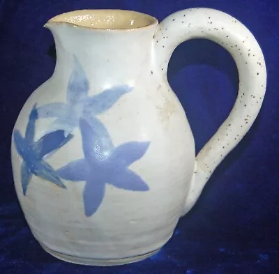 Buy Hand Thrown Pottery Jug / Pitcher - Signed - Blue Stars • 14.48£