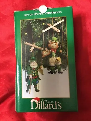 Buy Dillards Trimmings Puppet Ornaments - Set Of 2  Puppets Irish ☘️ Cat And Santa  • 15.32£