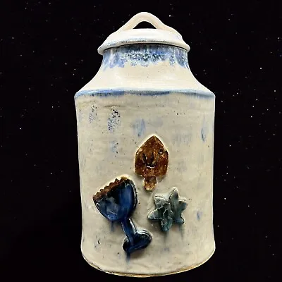 Buy Antique Stoneware Large Cookie Jar 3D Vintage Studio Art Pottery 13”T 8”W • 175.51£