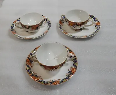Buy THREE Antique C1896 John Maddock  Cream Soup Bowls Cups Saucers Majestic England • 14.39£