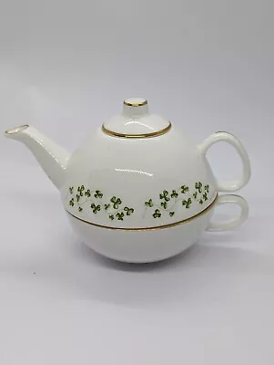 Buy Royal TARA Fine Bone China Ireland Shamrock Individual 3pc Tea Set-Teapot W/Cup  • 47.24£