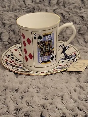 Buy Playing Cards CUT FOR COFFEE Mug / Tea Cup & Saucer  Queens Fine Bone China NEW • 22.99£