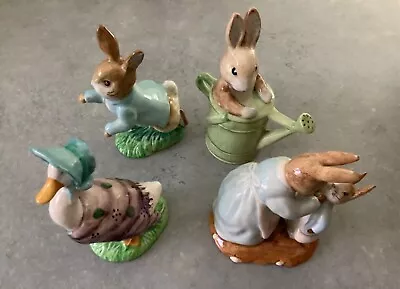 Buy L. Beswick Beatrix Potter Figure Peter Rabbit, Mrs Rabbit, Watering Can & Jemima • 29.99£