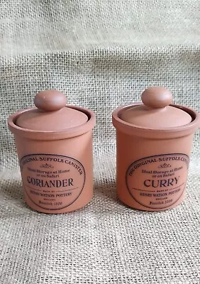 Buy Pair Of Henry Watson Original Suffolk Pottery Spice Pots  Curry & Coriander • 9£