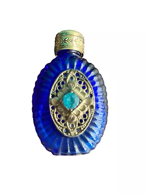 Buy Vintage Czech Scent Bottle Blue Cobalt Glass • 14.99£