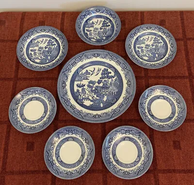 Buy 8 Pieces Broadhurst Willow Pattern, Plates, Bowl, Saucers  • 8£