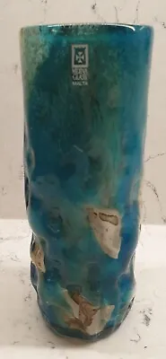 Buy Mdina Textured Glass Vase  Teal + Copper/gold Highlights.  7.5  Tall Approx... • 30£