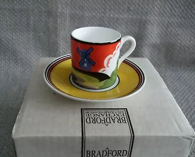 Buy Wedgwood Clarice Cliff Cafe Chic Windmill Pattern Coffe Cup & Saucer New Boxed • 24£
