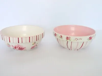 Buy 2 X MARKS & SPENCER STONEWARE FLORAL ROSES BOWLS HAND-PAINTED • 15£