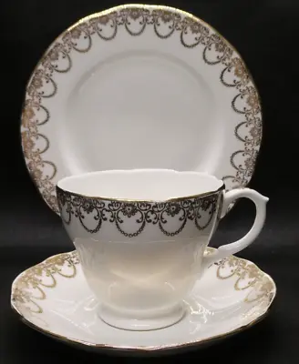 Buy Vintage Duchess Bone China Made In England Trio With Gold Scalloped Decoration • 28.54£