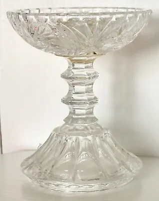 Buy Vintage Lead Crystal Cut Glass Candle Holder With Dissimilar Hurricane - Ship • 14.99£