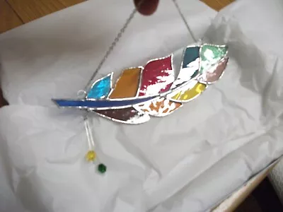 Buy Stained Glass Multi Coloured Angel Feather Suncatcher Window Decorations • 18£