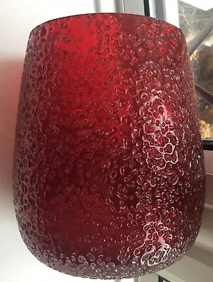Buy Vintage  Villeroy & Boch Large Red Glass Vase Very Heavy Textured Design • 22.99£