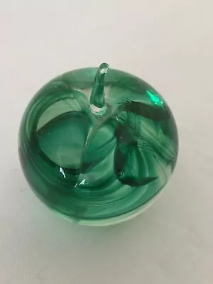 Buy Vintage Small Green Swirl Apple Paperweight Marked Lions • 9.99£
