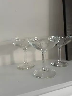 Buy Coupe Glasses - Monogrammed “C”  - Lot Of 3 • 18.97£