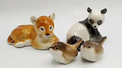 Buy Vintage Lomonosov Russian Ussr Porcelain Lion Cub. Panda. 2 Wrens • 19.99£